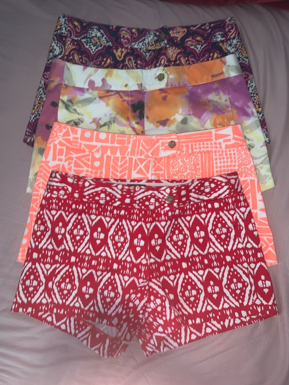 J.Crew Women’s City Shorts Set - Red, Coral, Multicolor